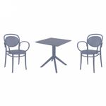 Marcel XL Dining Set with Sky 27" Square Table Dark Gray S258108