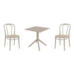 Victor Dining Set with Sky 27" Square Table Taupe S252108