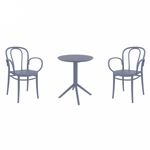 Victor XL Bistro Set with Sky 24" Round Folding Table Dark Gray S253121