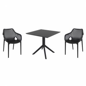 Air XL Dining Set with Sky 31" Square Table Black ISP1062S