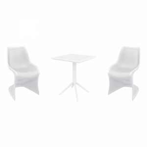 Bloom Bistro Set with Sky 24" Square Folding Table White S048114