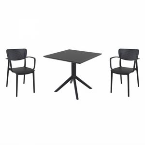 Loft Dining Set with Sky 31" Square Table Black S128106