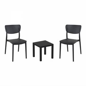 Lucy Conversation Set with Ocean Side Table Black S129066