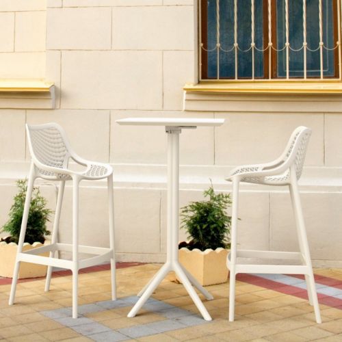 Sky Air Square Bar Set with 2 Barstools White ISP1162S-WHI