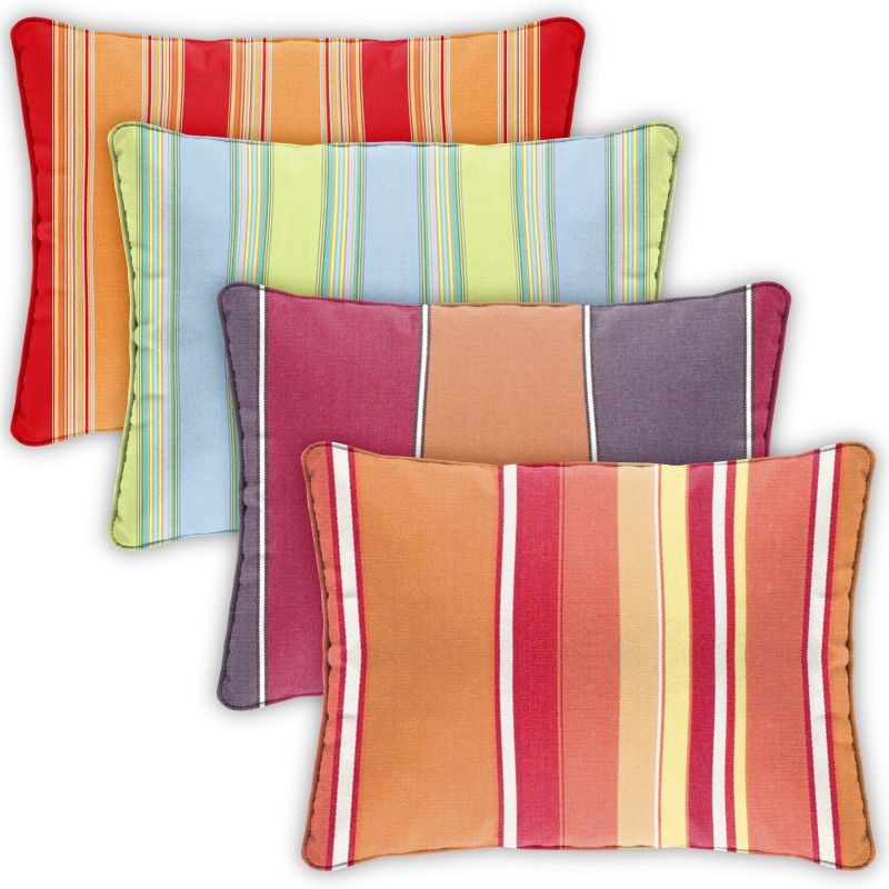 Patio Furniture Cushions: Outdoor Pillows - Rectangle: Rectangle Outdoor Pillow 30x18 Stripes