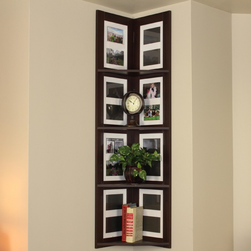 4D Concepts Hanging Corner Picture shelf 4 tier Espresso