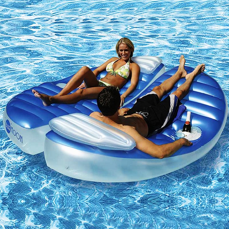What's hot on pool & beach products: Inflatable Pool Fun: Blue Moon Inflatable Double Pool Float
