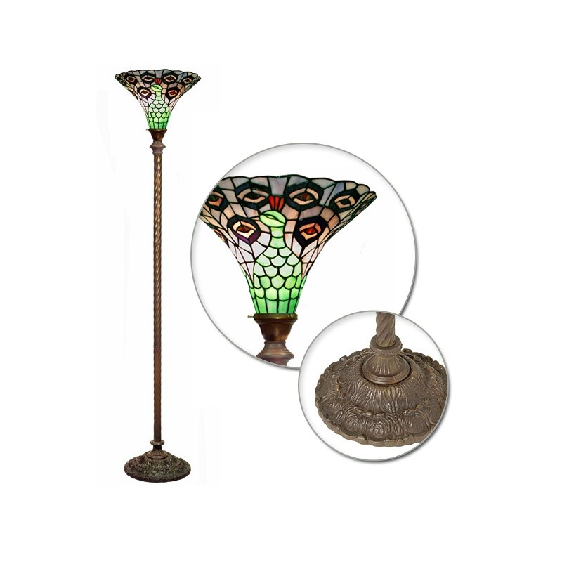 Tiffany Style Peacock Torchier : Floor Lamps