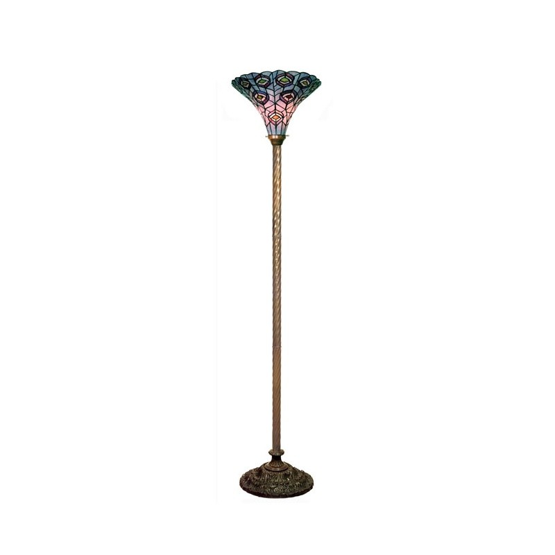 Tiffany-style Peacock Torchiere : Floor Lamps