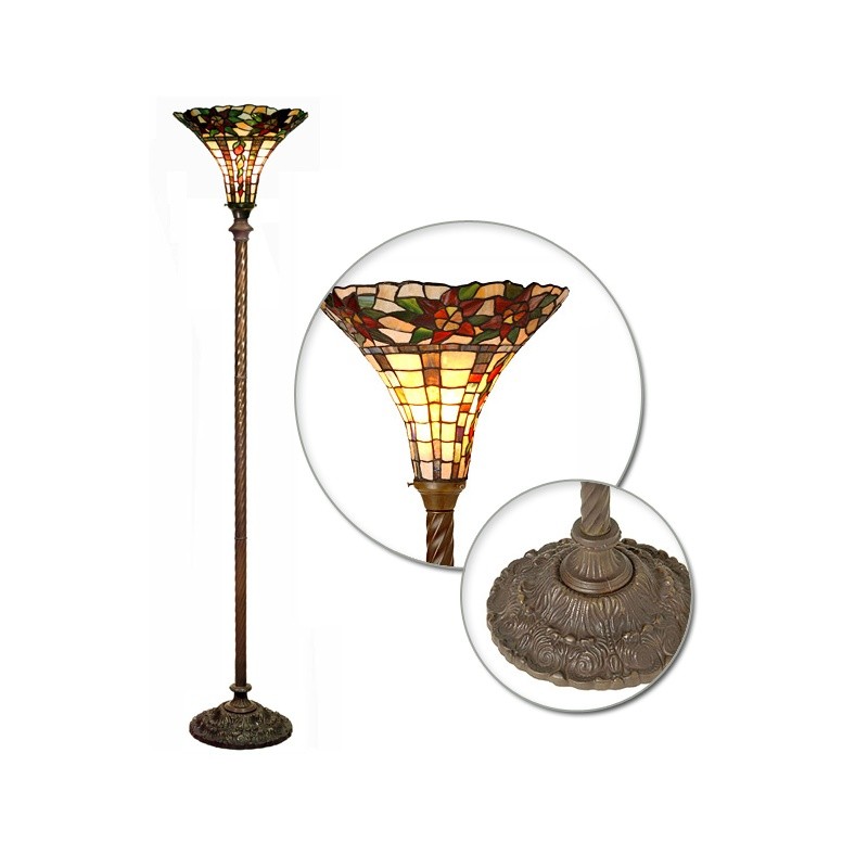 Tiffany-style Floral Torchiere : Floor Lamps