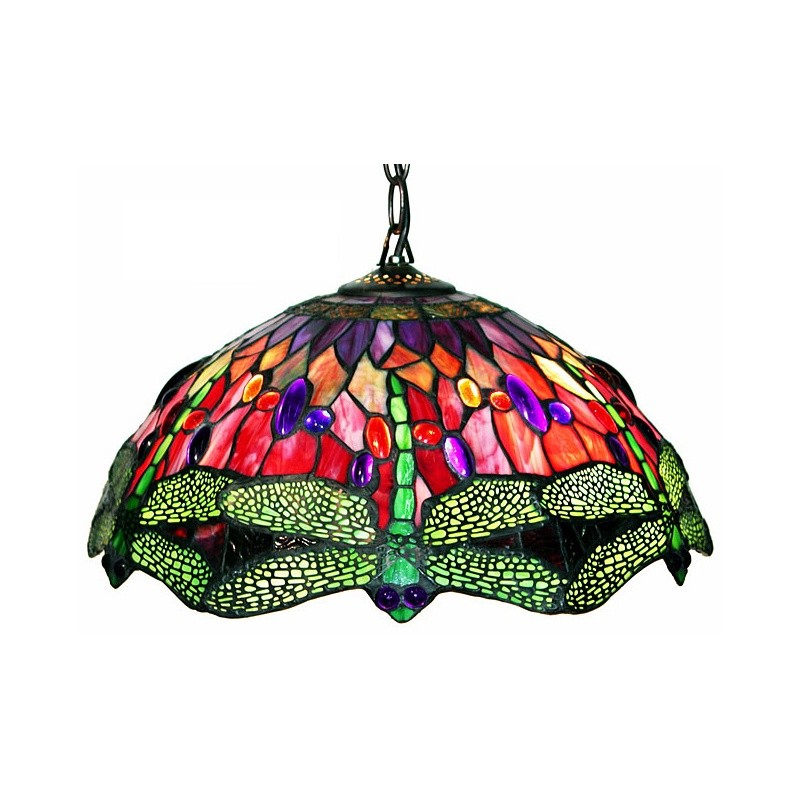 Tiffany Style Dragonfly Red Hanging Lamp : Classic Pendant Lights