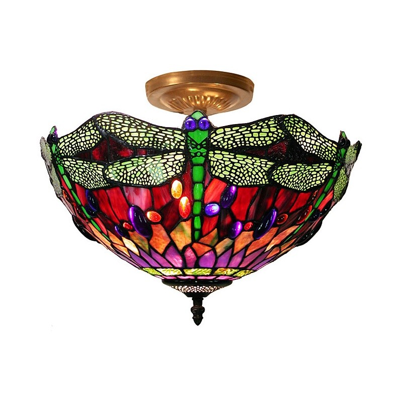 Lighting: Classic Pendant Lights: Tiffany Style Dragonfly Ceiling Lamp
