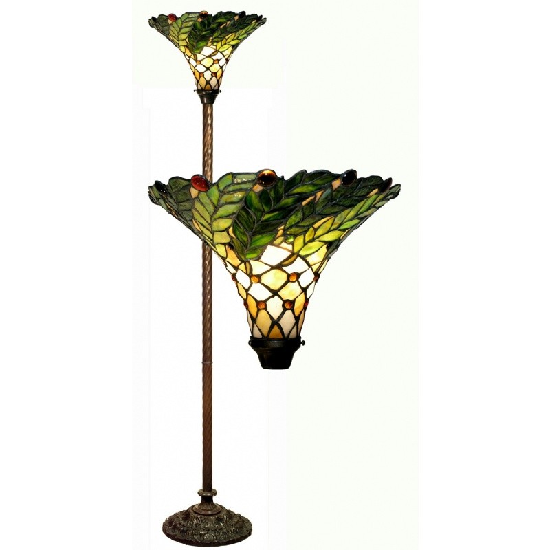 Tiffany-style Green Leafy Torchiere Lamp : Floor Lamps