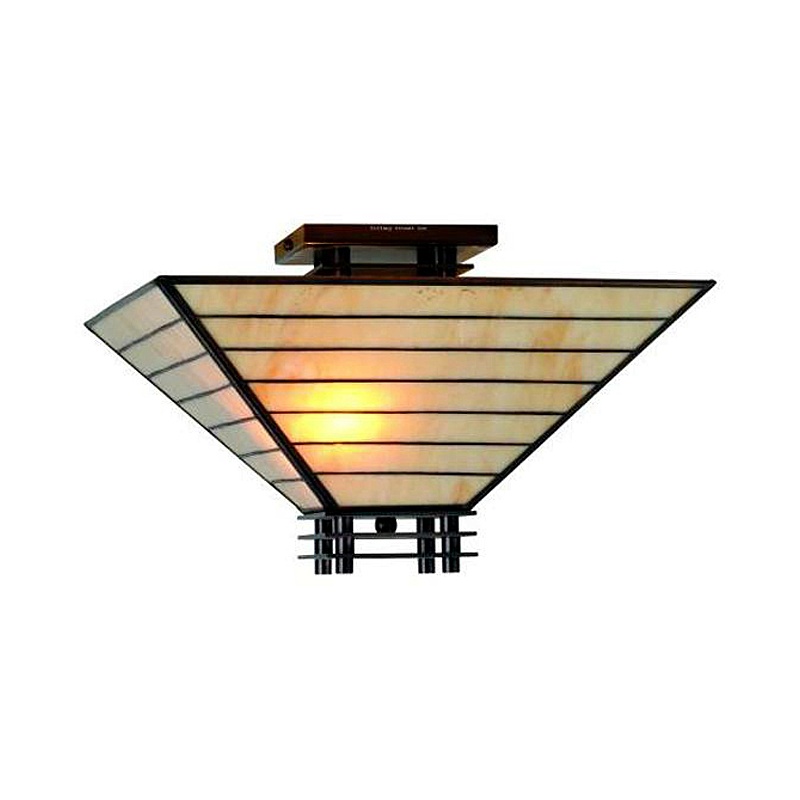 Tiffany Style Mission Semi Flush Ceiling Fixture : Semi Flush Mount Lighting