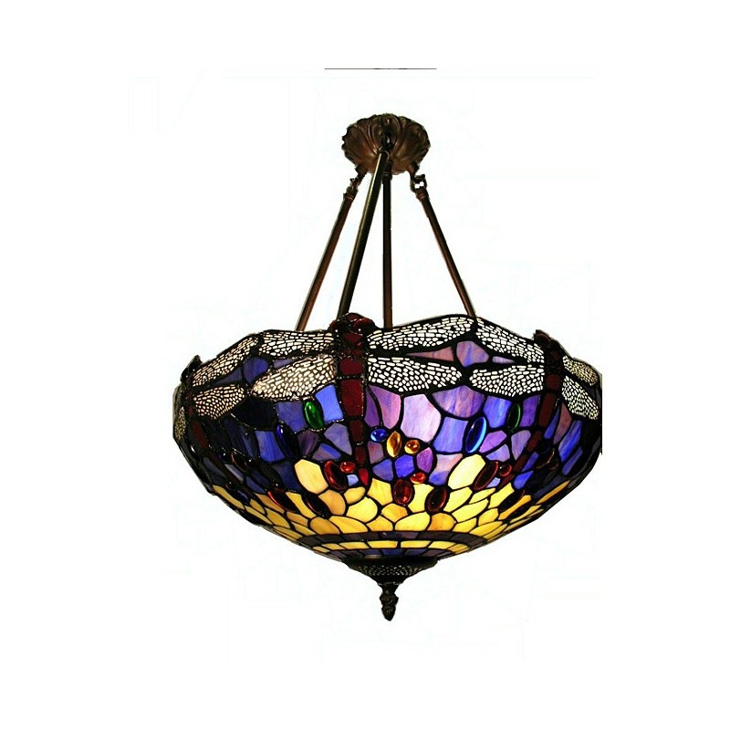 Lighting: Classic Pendant Lights: Tiffany Style Hanging Dragonfly Lamp
