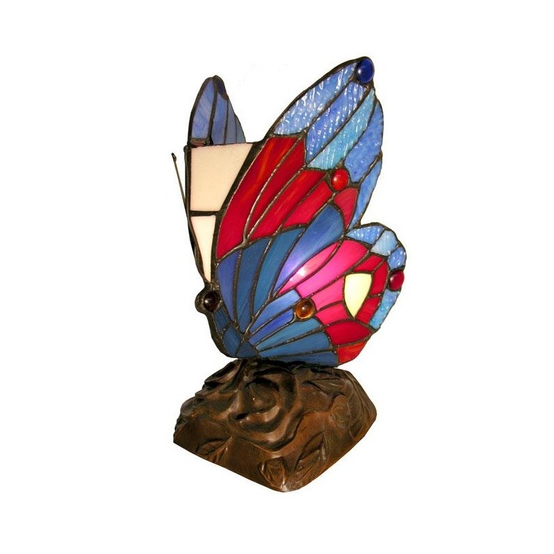 Lighting: Buffet Lighting: Tiffany Style Blue Butterfly Accent Lamp