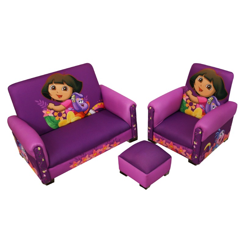 Most Popular: Furniture: Kids Theme Furniture: Nickelodeon Dora Hiking Deluxe Toddler Sofa, Chair and Ottoman