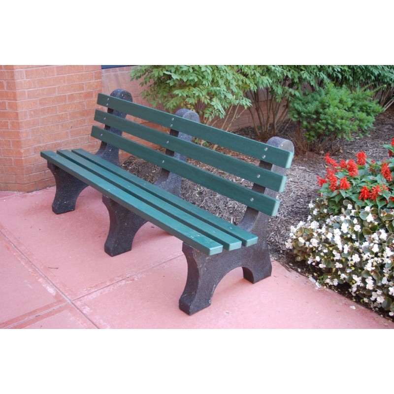 Outdoor Furniture: Plastic: Central Park Recycled Plastic Park Bench 6 Feet