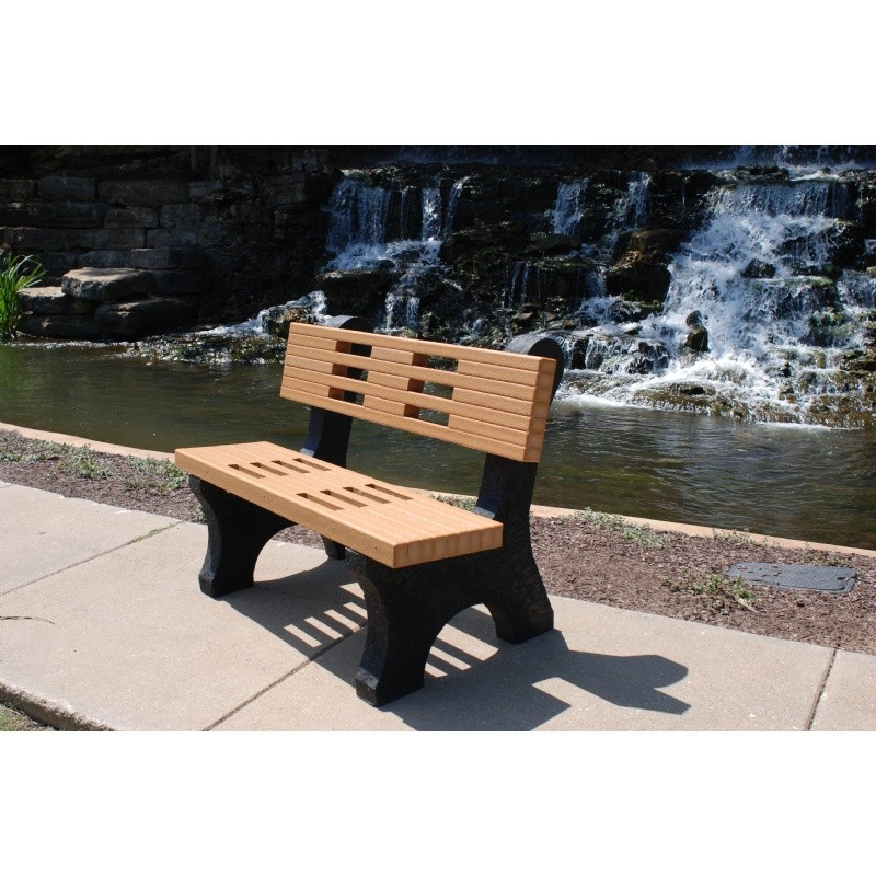 Outdoor Furniture: Plastic: Ariel Recycled Plastic Park Bench 4 Feet