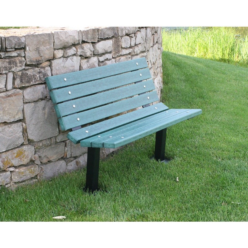 Outdoor Furniture: Benches: Contour Recycled Plastic Park Bench 4 Feet