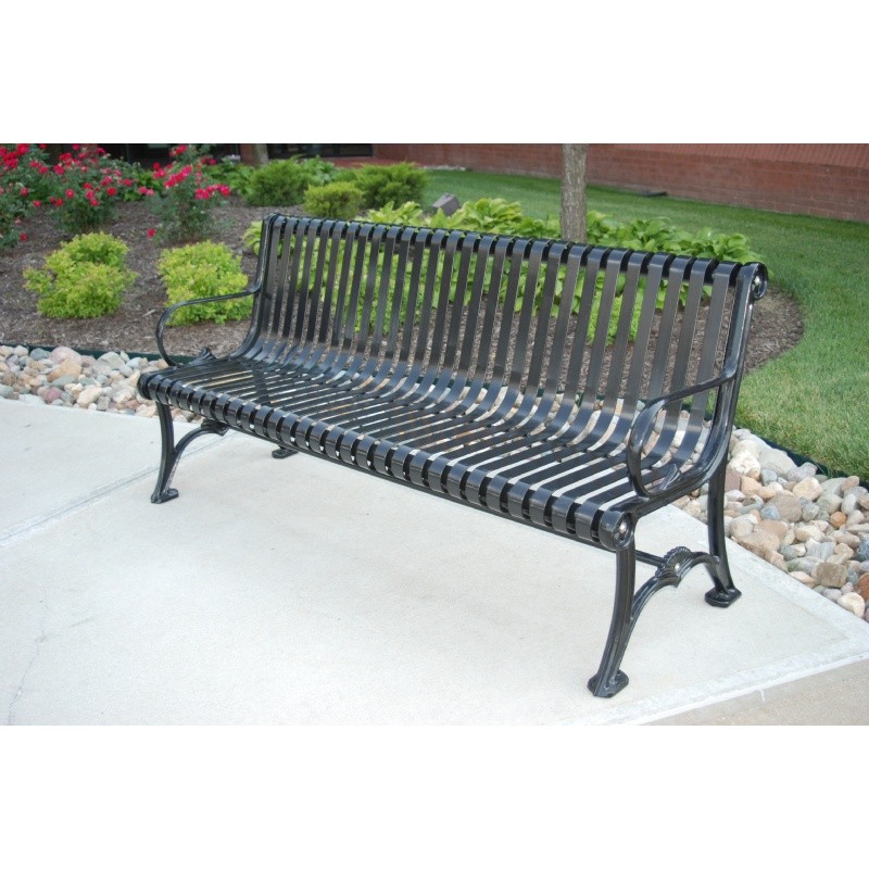 Outdoor Furniture: Stainless Steel: Blair Steel Strap Park Bench 6 Feet