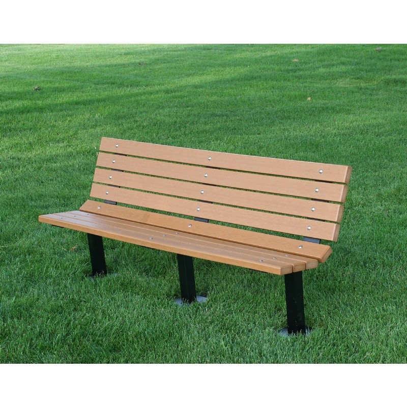 Outdoor Furniture: Benches: Contour Recycled Plastic Park Bench 6 Feet