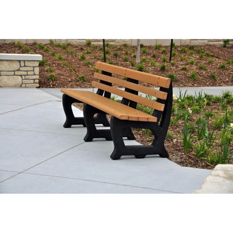 Outdoor Furniture: Plastic: Brooklyn Recycled Plastic Park Bench 4 Feet