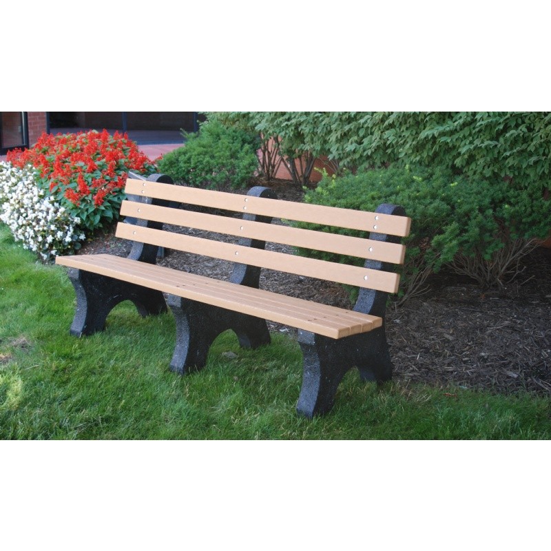Outdoor Furniture: Benches: Comfort Park Avenue Recycled Plastic Park Bench 6 Feet