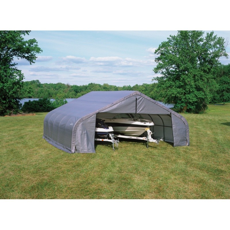  Style Storage Shelter, 2-3/8" Frame, Gray Cover 22 × 20 × 11 ft