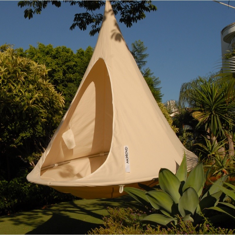 Outdoor Furniture: Hammocks: Cacoon Double Hanging Nest Chair Natural White