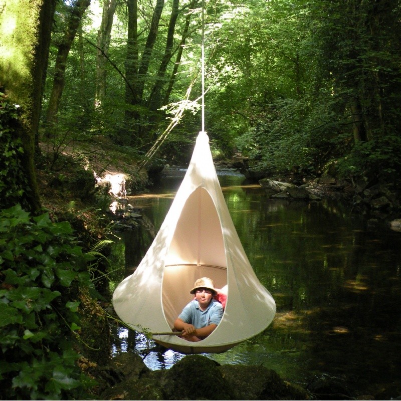 Outdoor Furniture: Hammocks: Cacoon Single Hanging Nest Chair Natural White