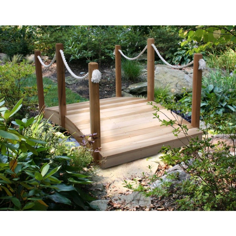 Newly added home & garden products: Garden Bridges: Cedar Rope Bridge Natural 6'