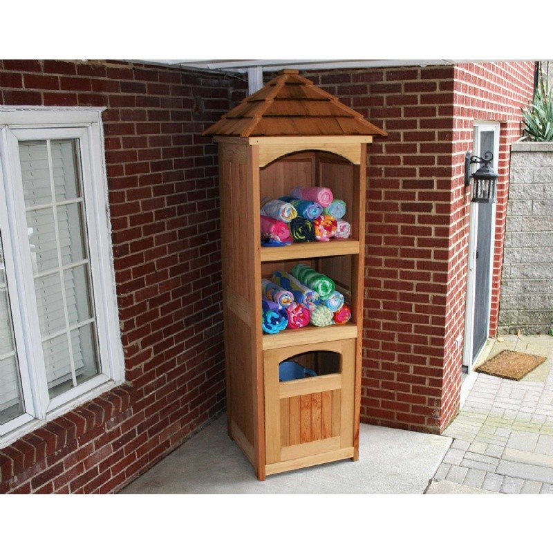 Outdoor Furniture: Wood: Cedar Entertainment and Storage Unit Natural