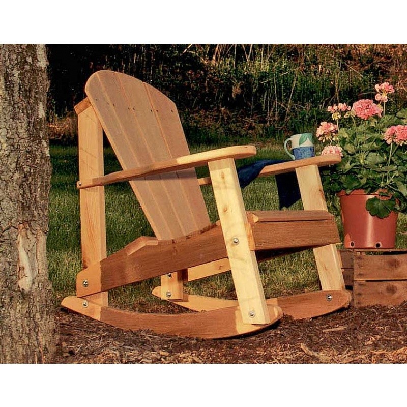 Outdoor Furniture: Wood: Cedar Adirondack Rocking Chair Natural