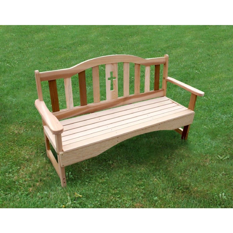 Outdoor Furniture: Wood: Cedar Holy Cross Garden Bench Natural 2'