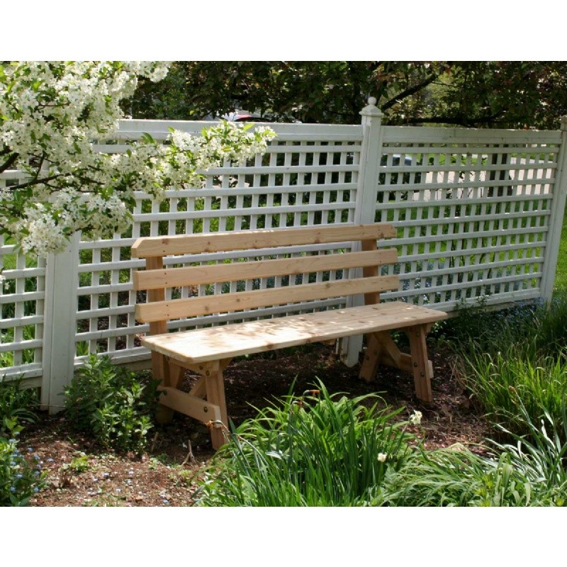 Outdoor Furniture: Wood: Cedar 4' Backed Bench Natural