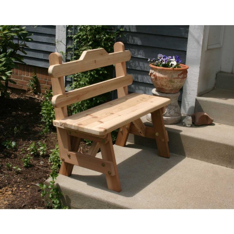 Outdoor Furniture: Benches: Cedar Tab Back Bench Natural 3'