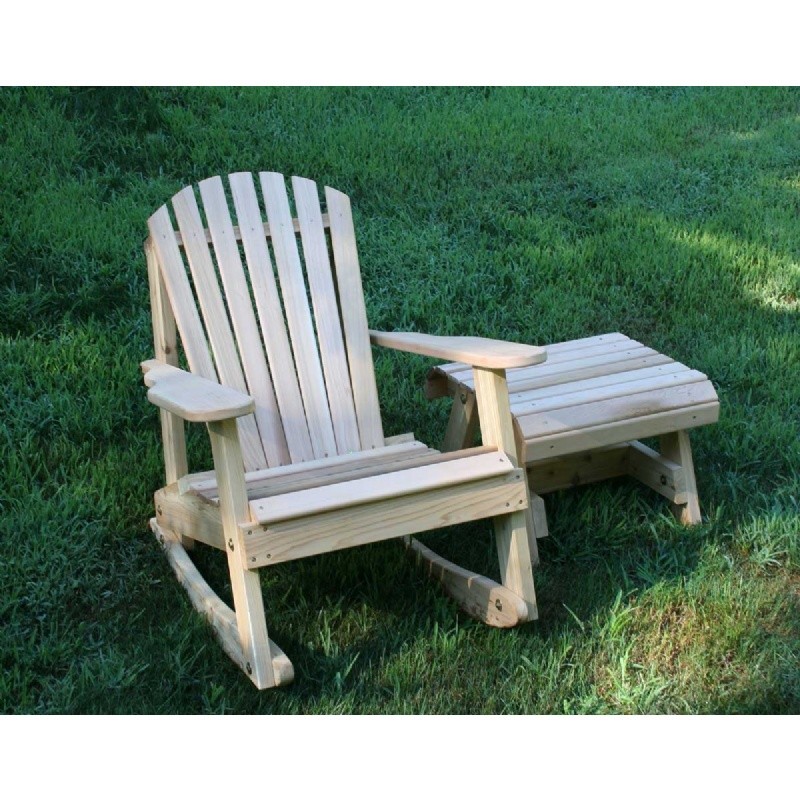 Outdoor Furniture: Gliders Rockers: Cedar American Forest Adirondack Rocker & Side Table Set Natural
