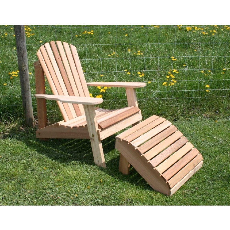 Outdoor Furniture: Wood: Cedar American Forest Adirondack Chair & Footrest Set Natural