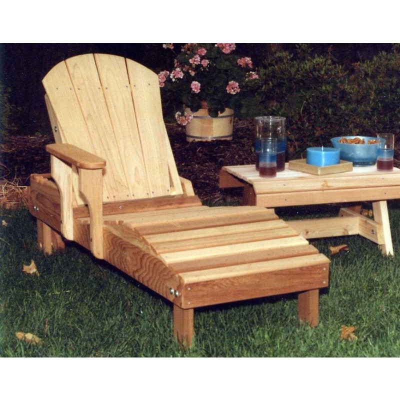 Outdoor Furniture: Wood: Cedar Adirondack Chaise Lounge Natural