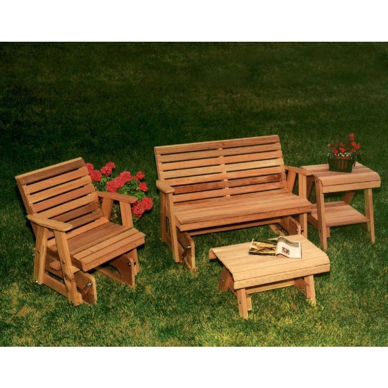 Outdoor Furniture: Gliders Rockers: Cedar Rocking Classic Gliders & Tables Set Natural