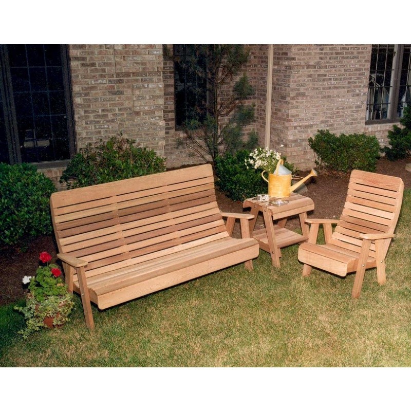Outdoor Furniture: Benches: Cedar Twin Ponds Bench & Chair Collectiont Natural