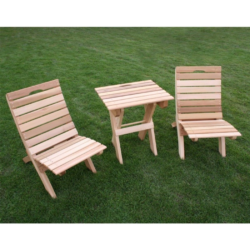 Outdoor Furniture: Bistro Sets: Cedar Folding Travel Collection Natural