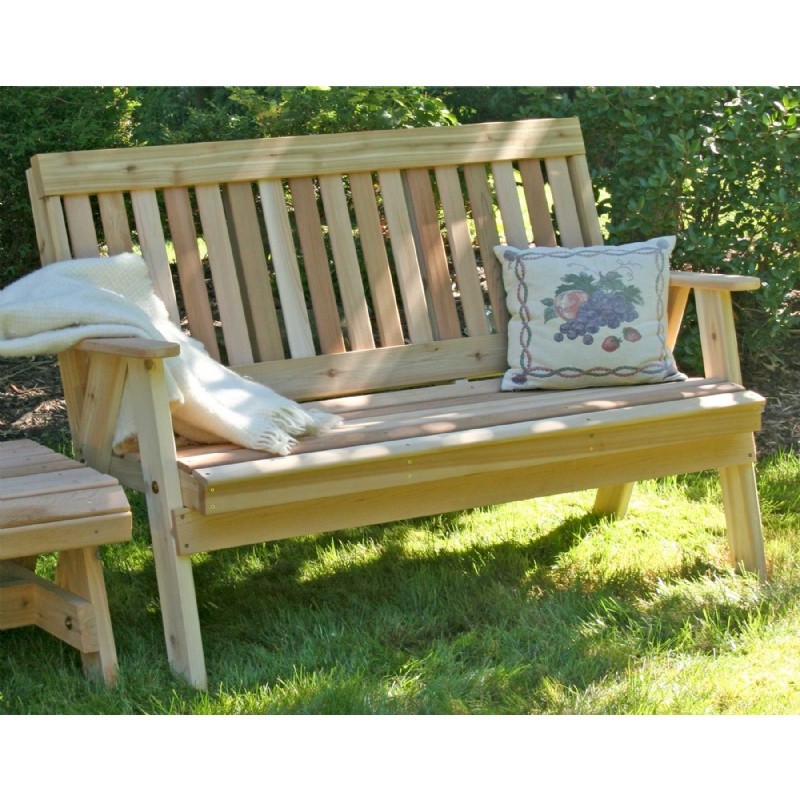 Outdoor Furniture: Benches: Cedar Countryside Garden Bench Natural 2'