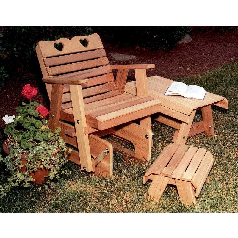 Outdoor Furniture: Gliders Rockers: Cedar Country Hearts Rocking Glider Chair Natural