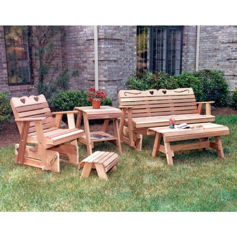 Outdoor Furniture: Gliders Rockers: Cedar Country Hearts Glider Collection Natural