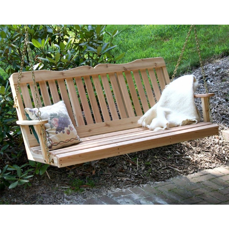 Outdoor Furniture: Gliders Rockers: Cedar Countryside Porch Swing Natural 2'