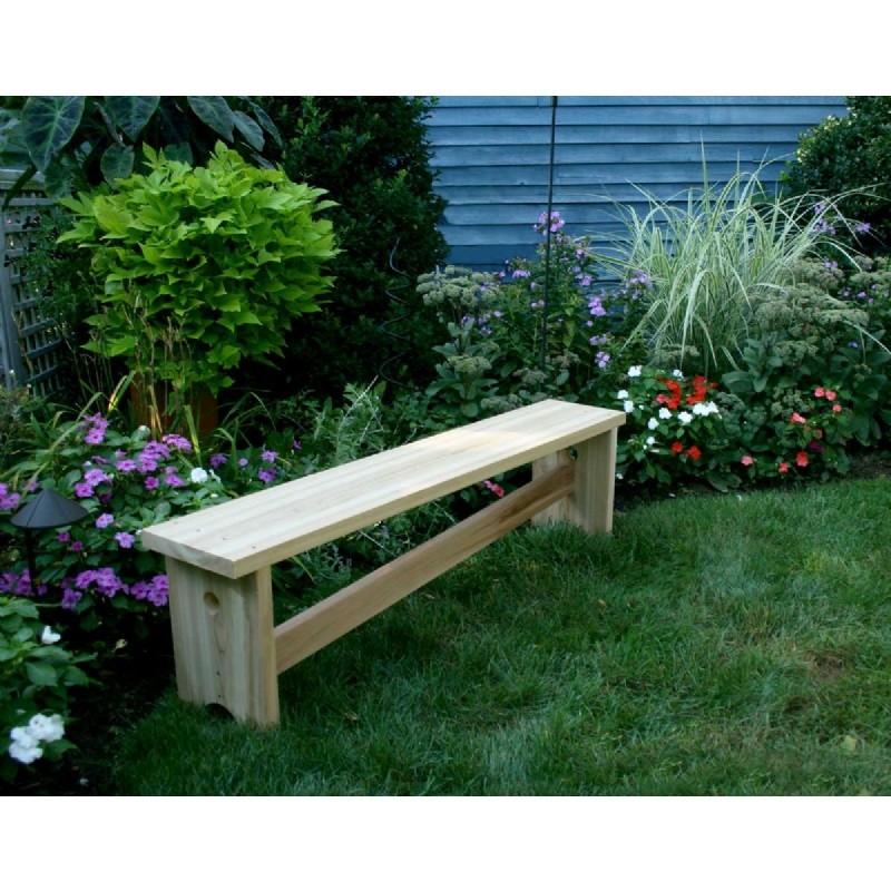Outdoor Furniture: Wood: Cedar 1800 Traditional Bench w/ Slant Brace Natural 5'