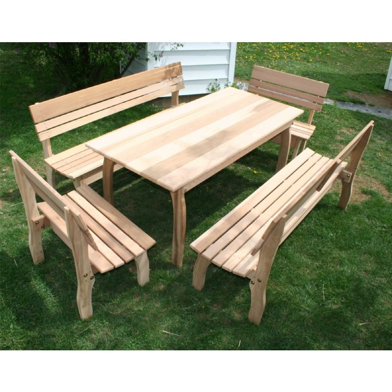Cedar Chickadee Dining Set Natural 94"L x 32"W : Outdoor Patio Dining Sets