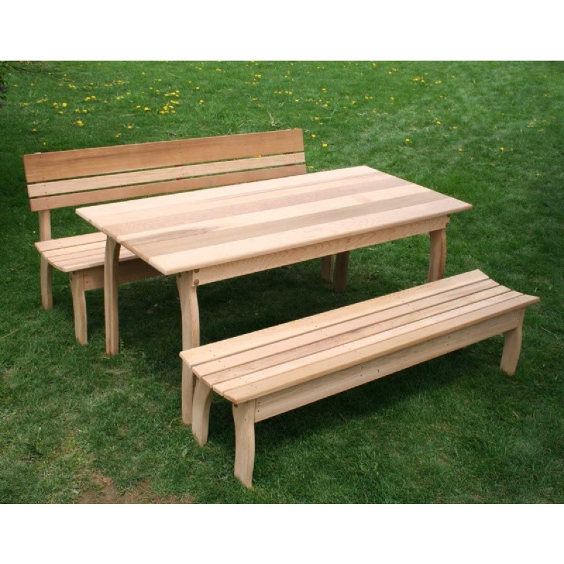 Outdoor Furniture: Outdoor Patio Dining Sets: Cedar Couple Dining Set Natural 94"L &times; 32"W